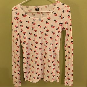 Thin Cherry Thermal Knit Long Sleeve Top